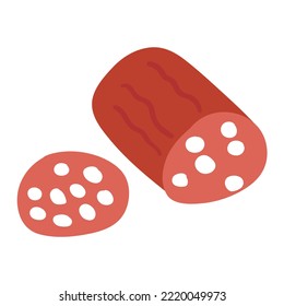 Salami. Food illustration. Flat vector graphic design.