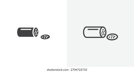 Salami icon. collection of editable stroke line and solid flat styles.