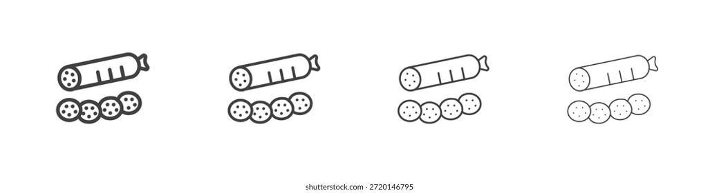 Pictograma lineal de concepto de icono de salami. Ilustración de elemento simple.