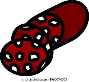 Salami Icon. Editable Bold Outline With Color Fill Design. Vector Illustration.