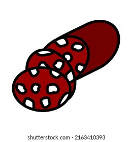 Salami Icon. Editable Bold Outline With Color Fill Design. Vector Illustration.