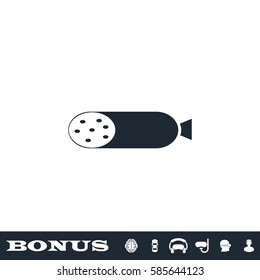 Salami icon flat. Black pictogram on white background. Vector illustration symbol and bonus button