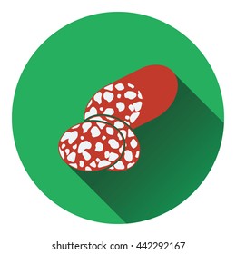 Salami icon. Flat color design. Vector illustration.