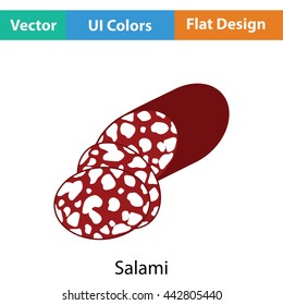 Salami icon. Flat color design. Vector illustration.