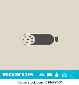 Salami icon flat. Grey pictogram on light background. Vector illustration symbol and bonus button real estate, ottoman, vase, tv, fishing rod