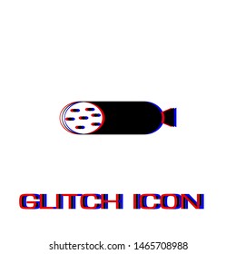 Salami icon flat. Simple pictogram - Glitch effect. Vector illustration symbol