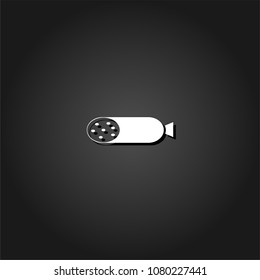 Salami icon flat. Simple White pictogram on black background with shadow. Vector illustration symbol