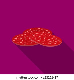 Salami icon in flat style isolated on white background. Meats symbol stock vector illustration