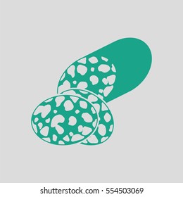 Salami icon. Gray background with green. Vector illustration.