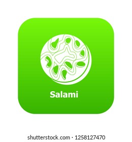 Salami icon green vector isolated on white background