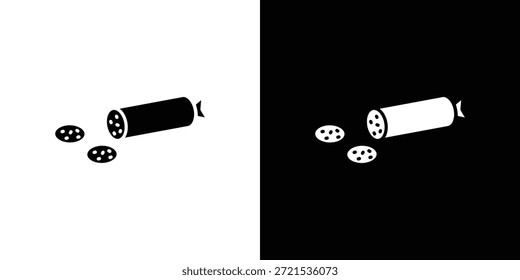 Paquete de diseño de ilustración plana de Vector de silueta de icono de salami.