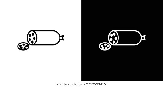 Icono de salami. Símbolo plano simple. Ilustración de pictograma de contorno negro perfecto