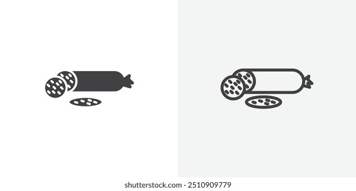 Salami icon in solid and outlined style