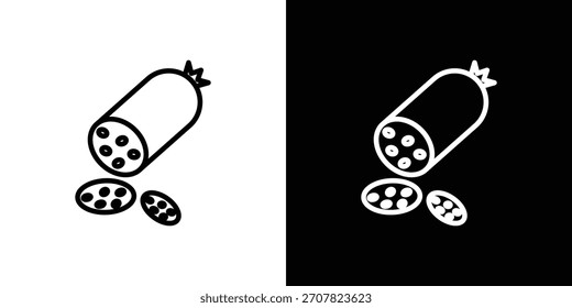 Salami icon symbol in thin line, outline and stroke style for apps