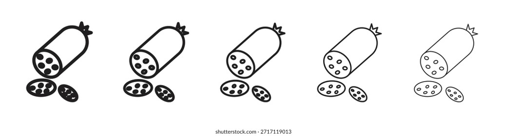 Salami icon symbol in thin line, Black outline and stroke style