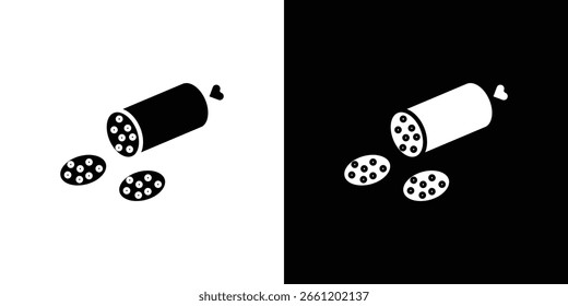 Salami-Ikone Vektor-ClipArt Illustrationen im flachen Stil