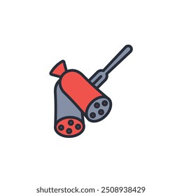 Salami-Symbol. vector.Editable stroke.linear style Zeichen zur Verwendung Web-Design, logo.Symbol-Illustration.