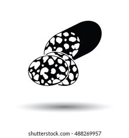 Salami icon. White background with shadow design. Vector illustration.