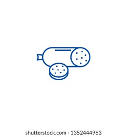 Salami line icon concept. Salami flat  vector symbol, sign, outline illustration.