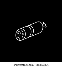 Salami line icon, food & drink elements, smoked product sign, a linear pattern on a black background, eps 10.