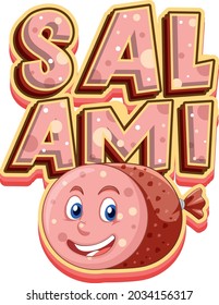 Salami-Logo-Textdesign mit Salami-Zeichengrafik
