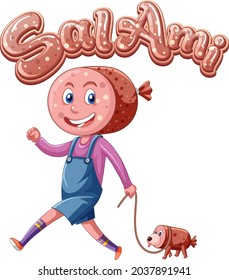 Salami-Logo-Textdesign mit Salami-Zeichengrafik