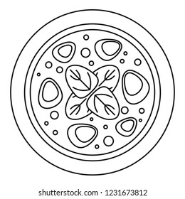 Salami meat pizza icon. Outline salami meat pizza vector icon for web design isolated on white background