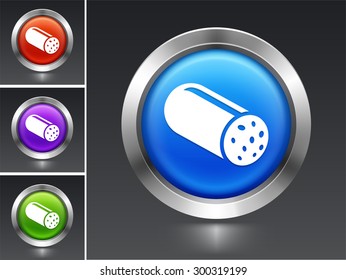 Salami on Blue Round Button