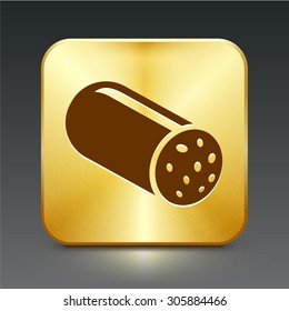 Salami on Gold Square Button