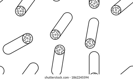 salami on white background, vector illustration, pattern. meat sausage with bacon. pattern, seamless illustration, background. stylish decor in black and white style.