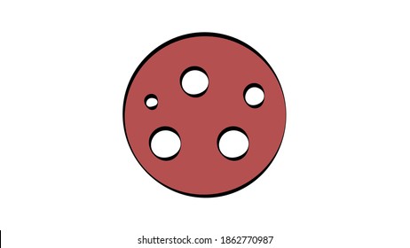 salami on white background, vector illustration. sausage with round pieces of bacon, pink delicacy. harmful fatty foods. sausage for a snack for lunch. fast food food.