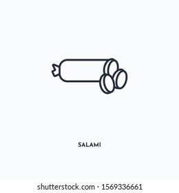 Salami outline icon. Simple linear element illustration. Isolated line Salami icon on white background. Thin stroke sign can be used for web, mobile and UI.