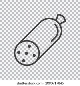Salami-Umriss-Symbol. Vektorgrafik einzeln auf transparentem Hintergrund.