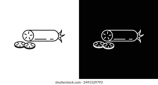 Salami outlined icon set in black and white colors