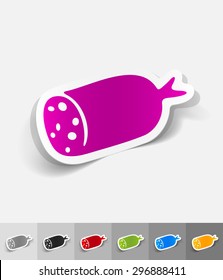 salami paper sticker with shadow. Vector illustration