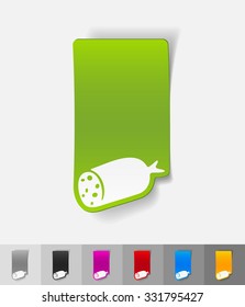 salami paper sticker with shadow. Vector illustration
