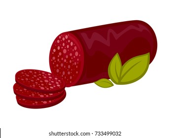 Salami or pepperoni vector icon.