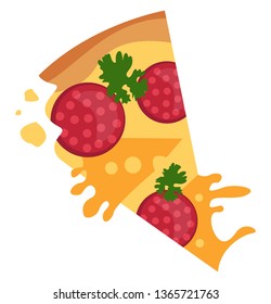 Salami pizza illustration vector on white background