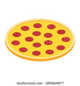 Salami pizza for restaurants or pizzerias. Delicious taste pizza with cheese and salami