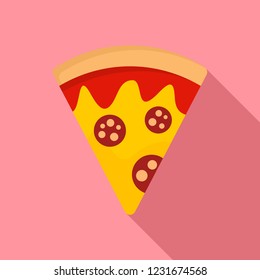 Salami pizza slice icon. Flat illustration of salami pizza slice vector icon for web design