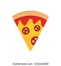 Salami pizza slice icon. Flat illustration of salami pizza slice vector icon for web design