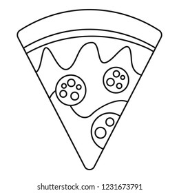 Salami pizza slice icon. Outline salami pizza slice vector icon for web design isolated on white background