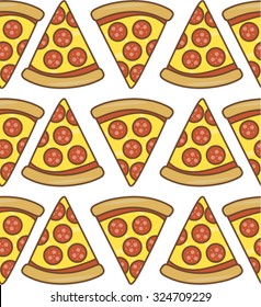 Salami pizza slice Seamless Pattern Stock Vector Royalty Free