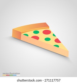 Salami pizza slice. Simple and clean vector clip art illustration. 