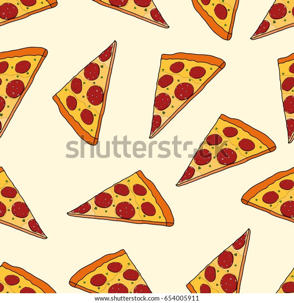 Vector De Stock Libre De Regalias Sobre Pizza Salami Rebanada Sin Fisuras Ilustracion654005911