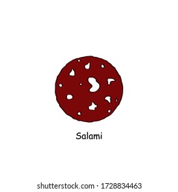 Salami sausage food logo icon sign Hand drawn Doodle Creative modern design Fashion print for clothes apparel greeting invitation card picture banner poster flyer websites Vector illustration