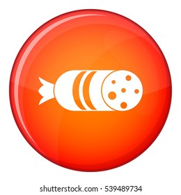 Salami sausage icon in red circle isolated on white background vector illustration
