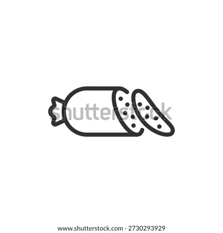 Salami sausage, linear icon. Line with editable stroke.