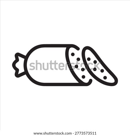 Salami sausage, linear icon. Line with editable stroke.