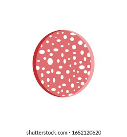 Salami salchicha. Piel. Aislado sobre un fondo blanco. Diseño de material plano vectorial. Ilustración del vector